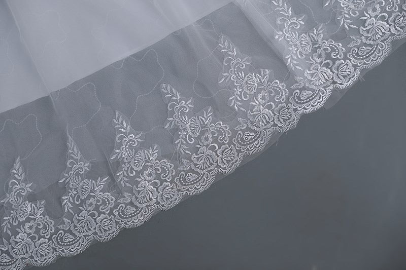 Off Shoulder Appliqes Pearls Long Train Bridal Gowns