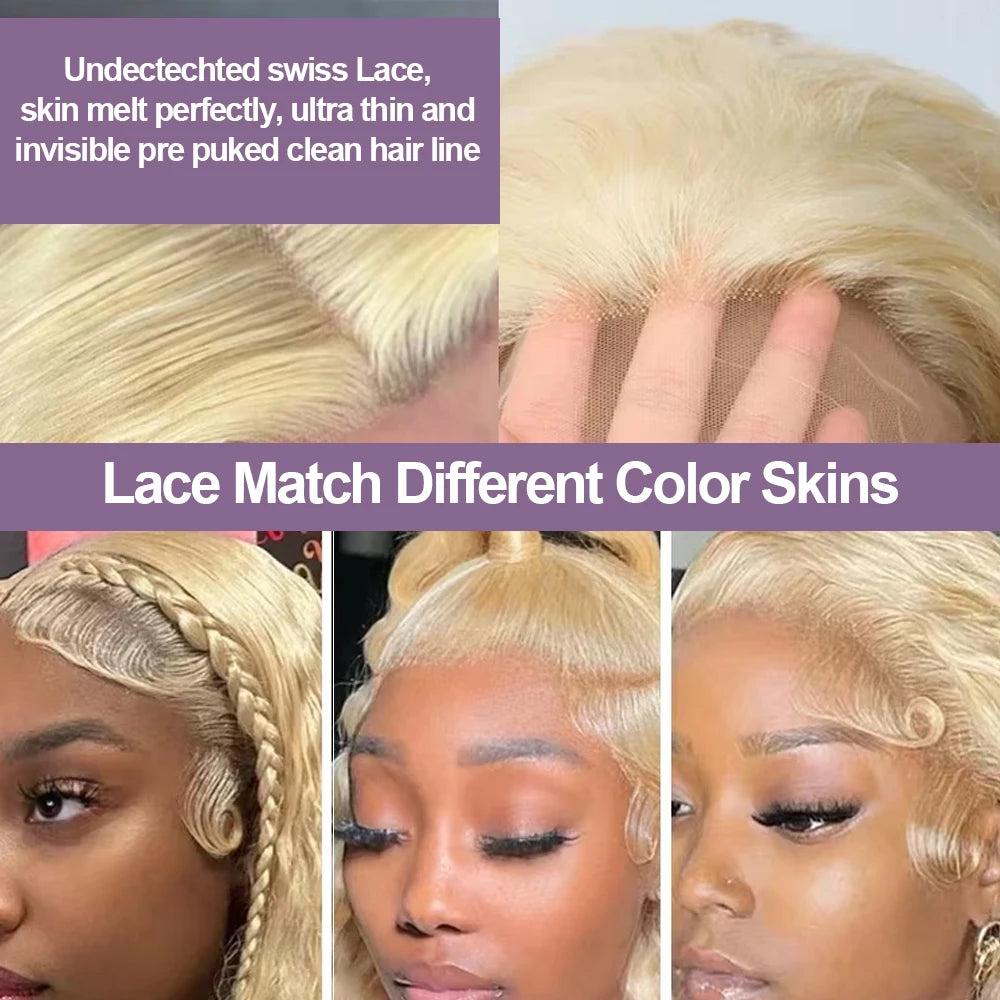 220% Curly 613 Honey Blonde 13x6 HD Brazilian Transparent 13x4 Lace Frontal Deep Wave Wig For Women