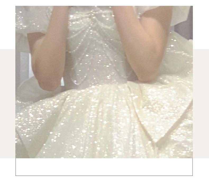 Sweetheart Beading Pearls Puff Sleeve Big Butterfly Back Lace Up Wedding Gowns