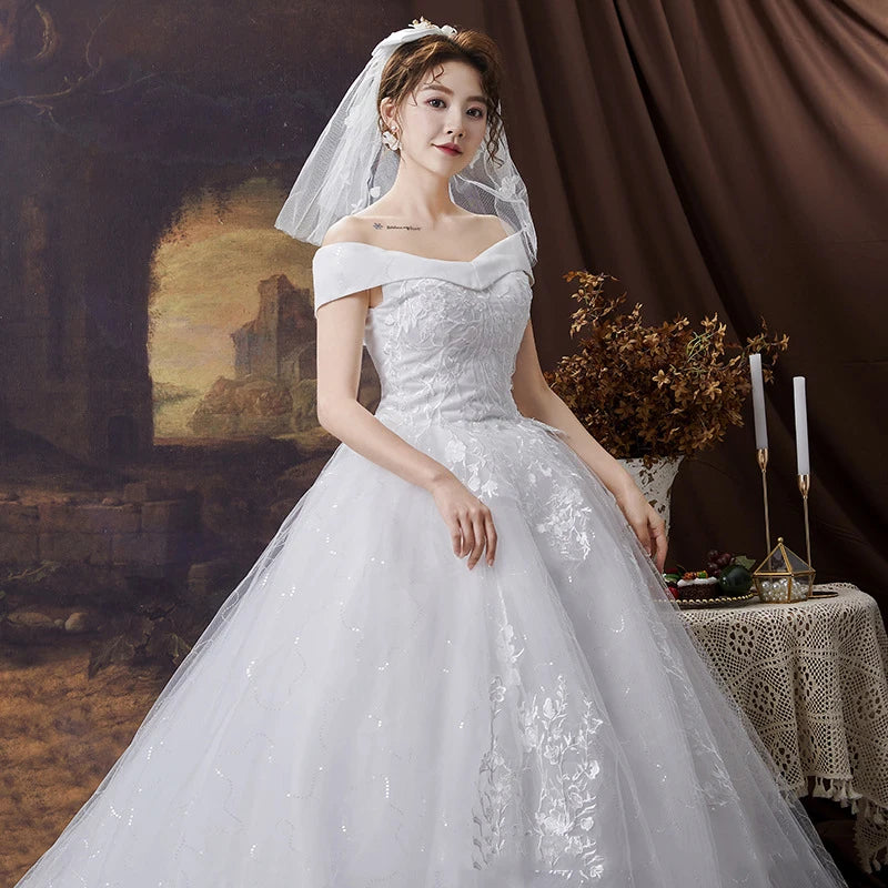Ball Gown Women Wedding Dresses Off Shoulder Court Train