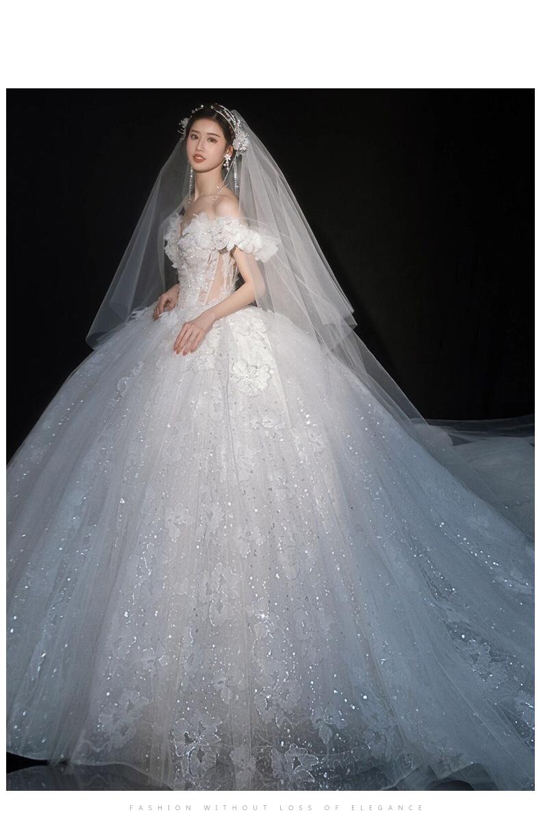 Luxury Off The Shoulder Sexy V-neck Bridal Dress