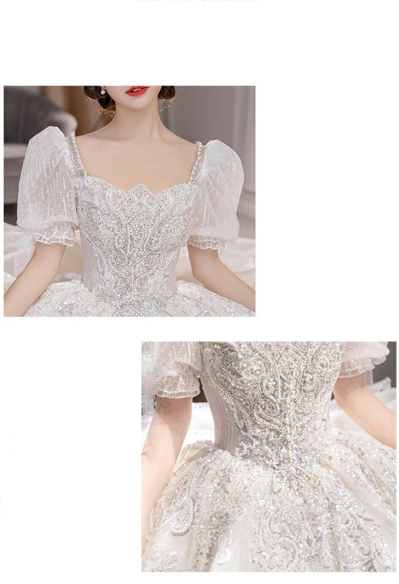 Luxury Wedding Dresses Shiny Big Beading Ball Gown With Long Train Bridal Dress Custom Made Plus Size Vestido De Noiva