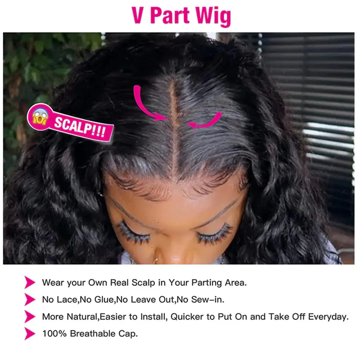 30 40 Inch V Part Wig Human Hair Curly deep wave Glueless Wigs No Leave Out No Glue Natural Black Ready to Wear Brazilian Hair