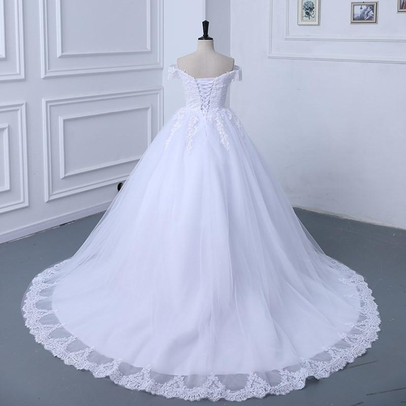 Off The Shoulder Lace Ball Gown Simple Wedding Dress