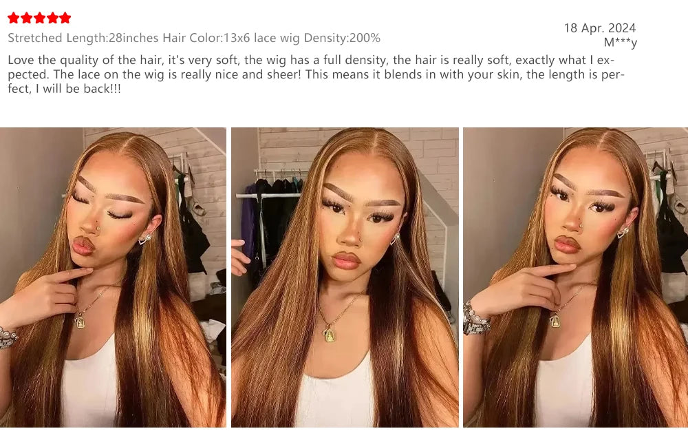 13x6 Highlighted 4/27 Colored Straight Ombre Lace Frontal Wigs Pre Plucked With Baby Hair