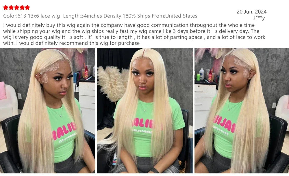 613 Blonde Straight 13x4 13x6 HD Transparent Lace Front Human Hair Wigs