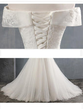 Load image into Gallery viewer, Elegant Sexy Mermaid Off The Should Lace Applique Bride Dress Custom
