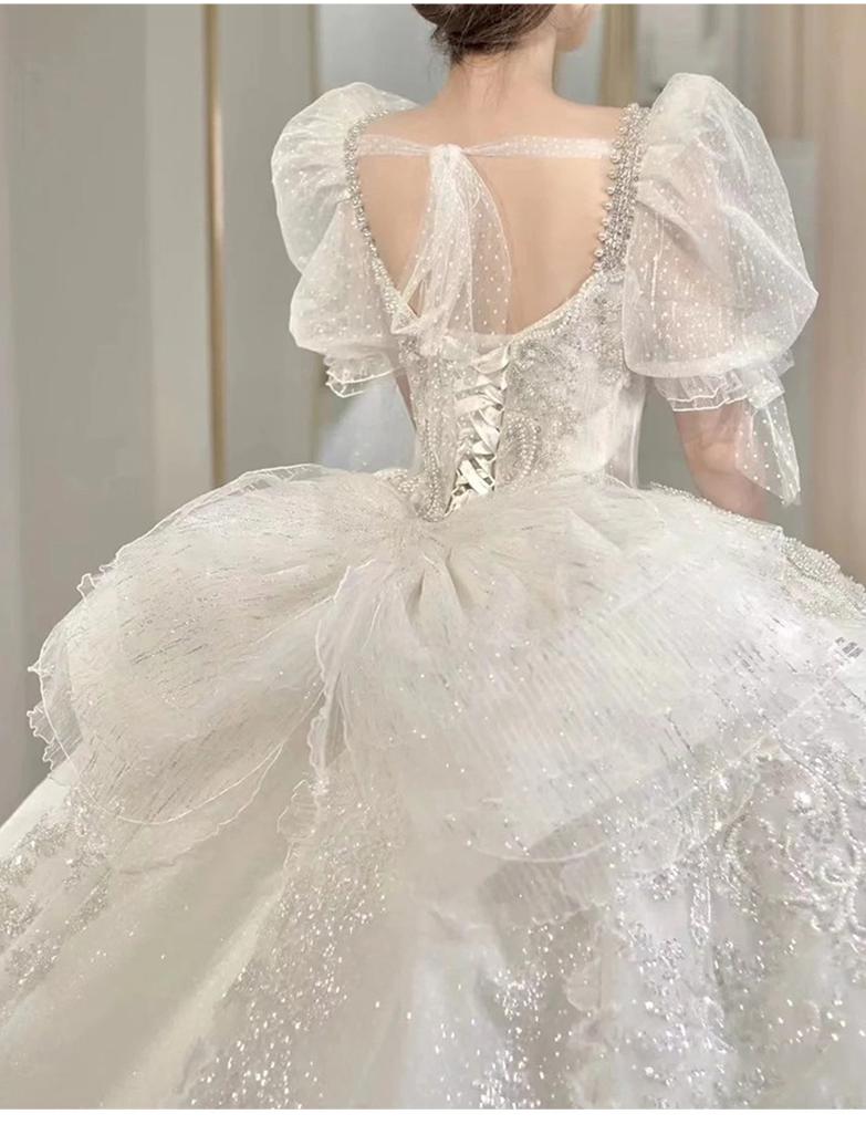 Luxury Wedding Dresses Shiny Big Beading Ball Gown With Long Train Bridal Dress Custom Made Plus Size Vestido De Noiva