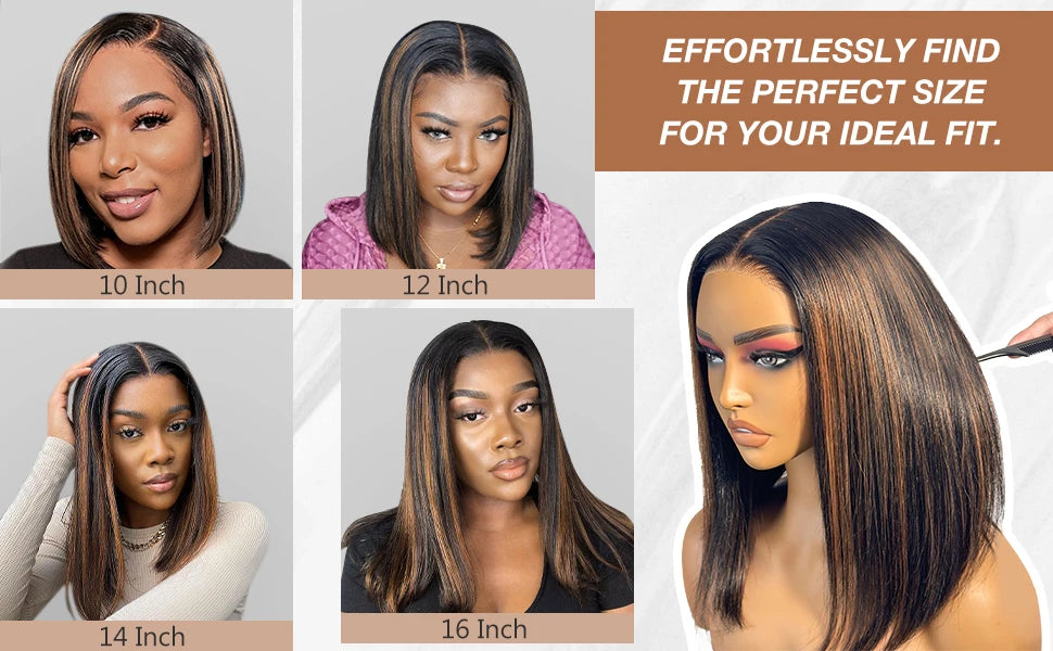 Glueless Wigs Human Hair Pre Plucked Pre Cut P1b/30 Straight Bob Wig With Natural Hairline