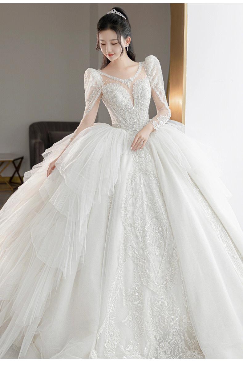 Beading Wedding Dress Sexy See Through Deep V Neck Bride Dress