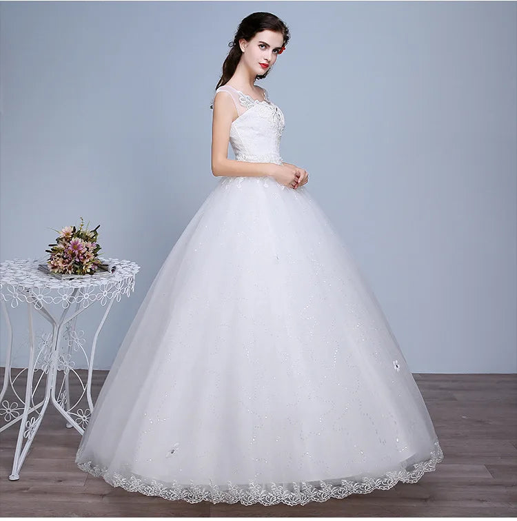 Plus Size Wedding Dresses Puff Sleeve Appliques Lace embroidery Sweetheart Tulle Bride Gown