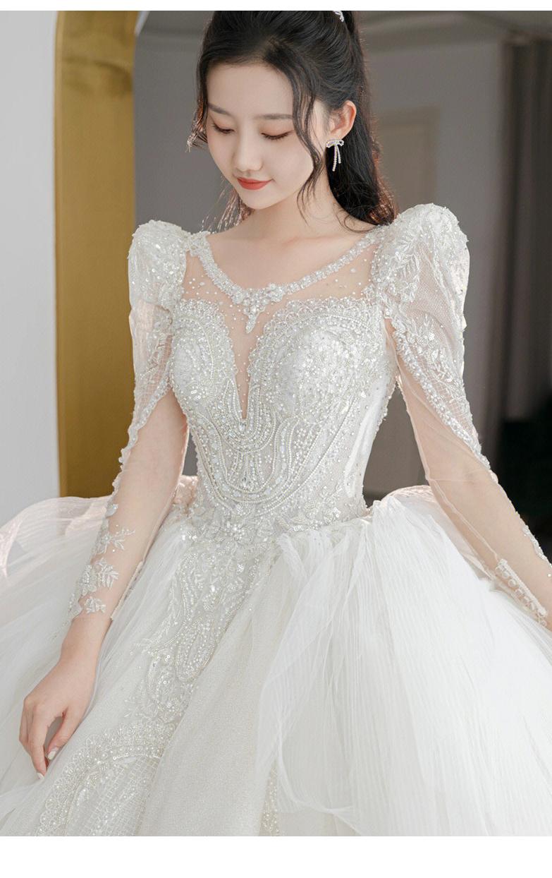 Beading Wedding Dress Sexy See Through Deep V Neck Bride Dress