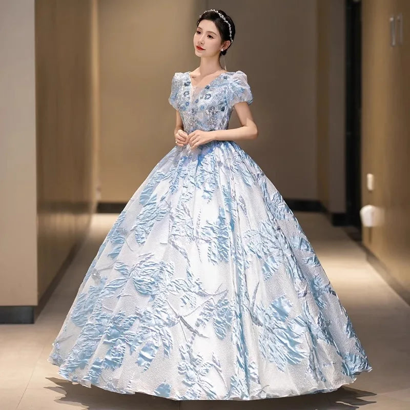 Shiny Appliques Prom Quinceanera Dresses