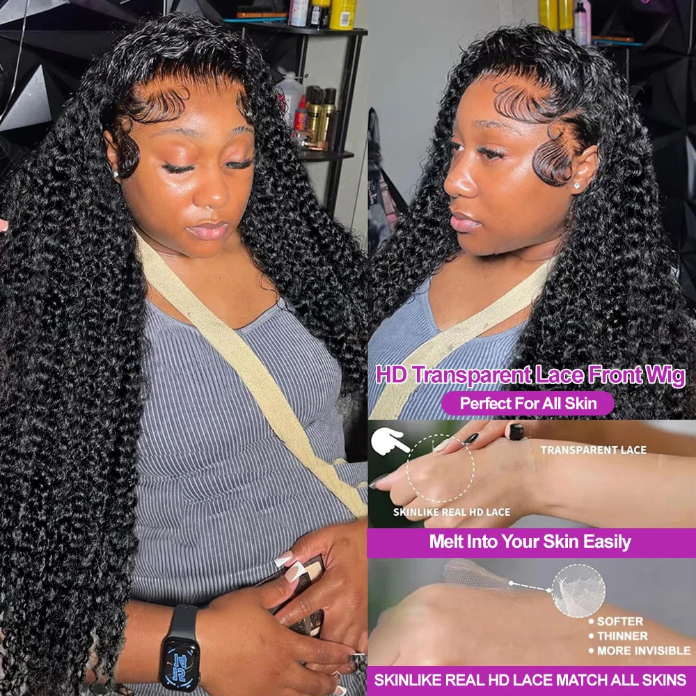 Transparent 250% Density Water Culry Human Hair 40Inch Deep Wave