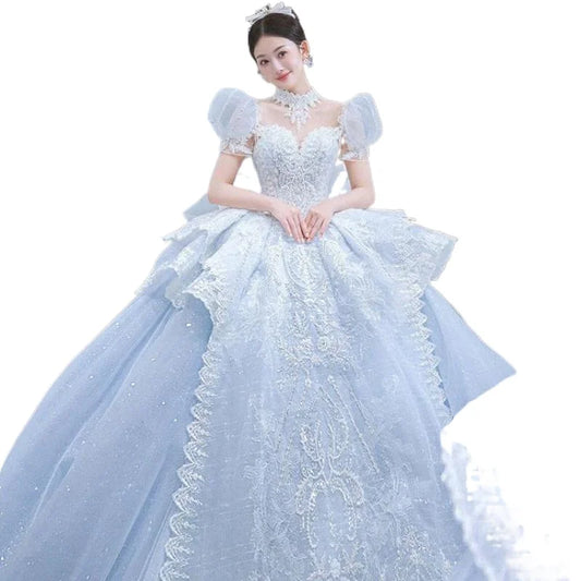 Luxury Blue Wedding Dress Ice And Snow Dress