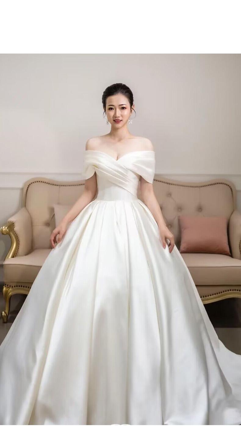 Simple Satin Wedding Dress Bridal Ball Gown
