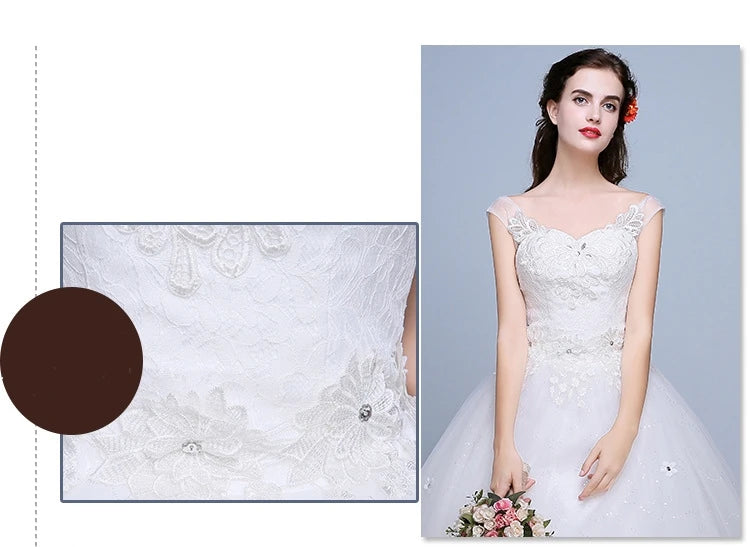 Plus Size Wedding Dresses Puff Sleeve Appliques Lace embroidery Sweetheart Tulle Bride Gown