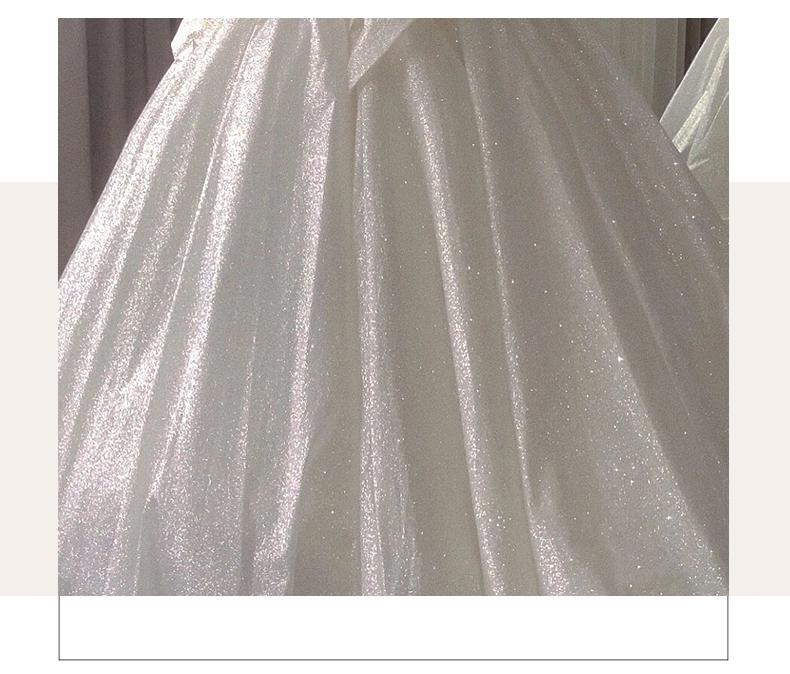 Sweetheart Beading Pearls Puff Sleeve Big Butterfly Back Lace Up Wedding Gowns