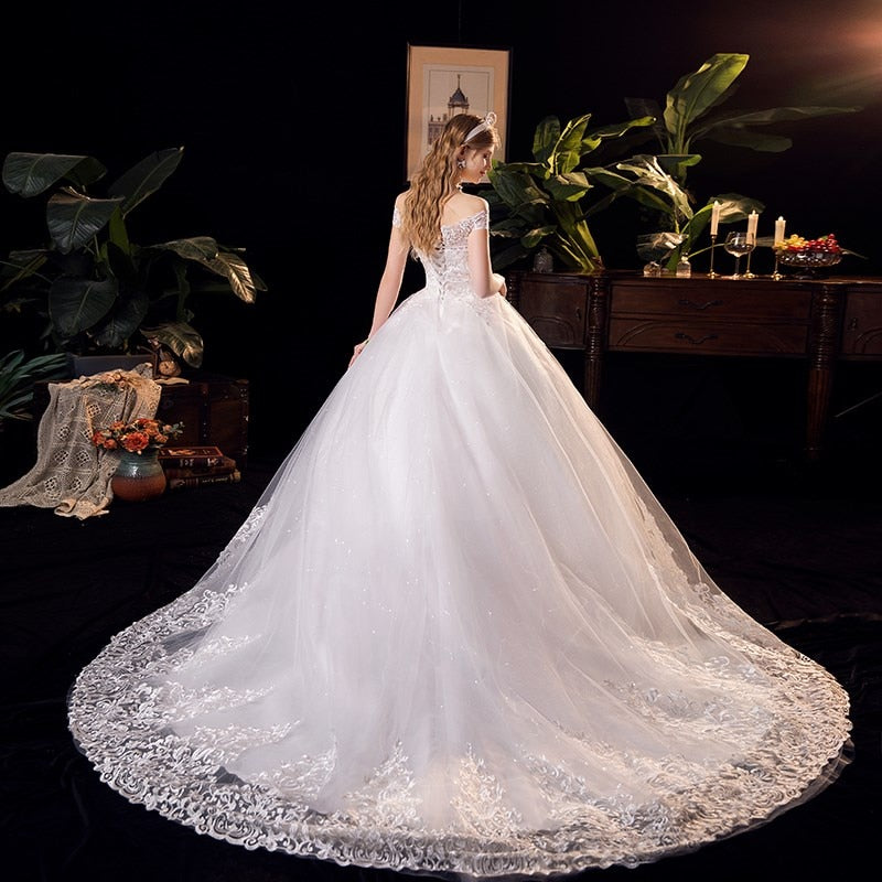 Wedding Dress Applique Plus Size Embroidery 2023 New Long Train Sweetheart Bride Dress