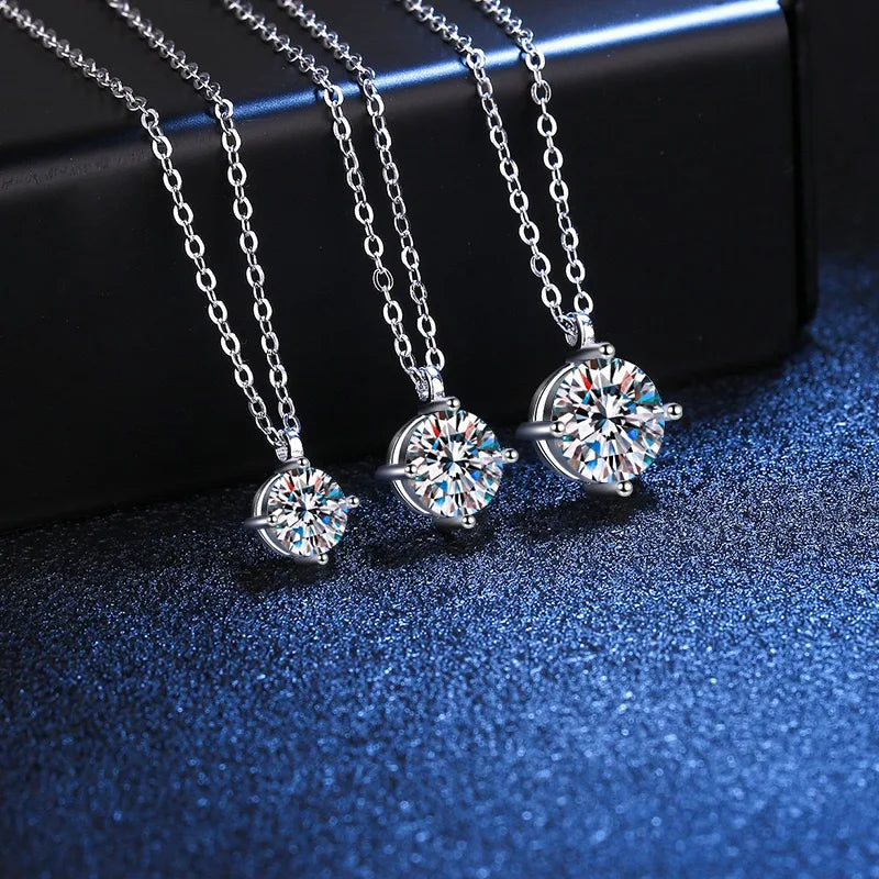 Trendy 925 Sterling Silver 1-3 Carat D Color Moissanite Pendant Necklace
