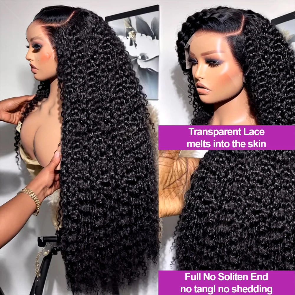 Transparent 250% Density Water Culry Human Hair 40Inch Deep Wave