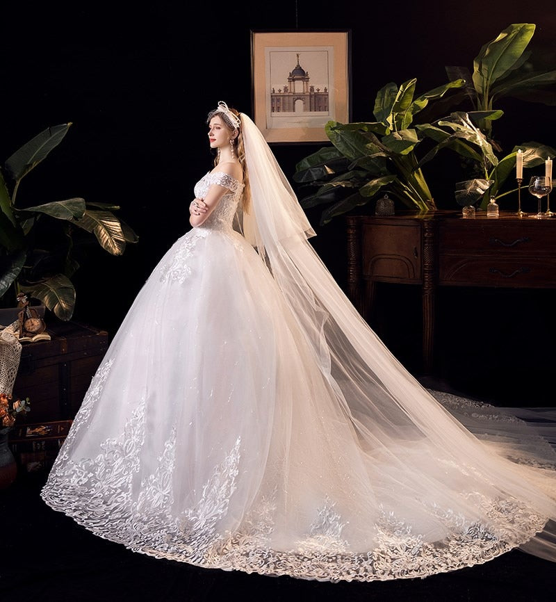 Wedding Dress Applique Plus Size Embroidery 2023 New Long Train Sweetheart Bride Dress