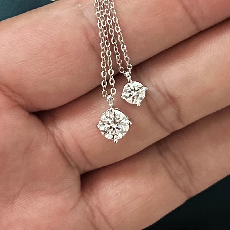 Trendy 925 Sterling Silver 1-3 Carat D Color Moissanite Pendant Necklace