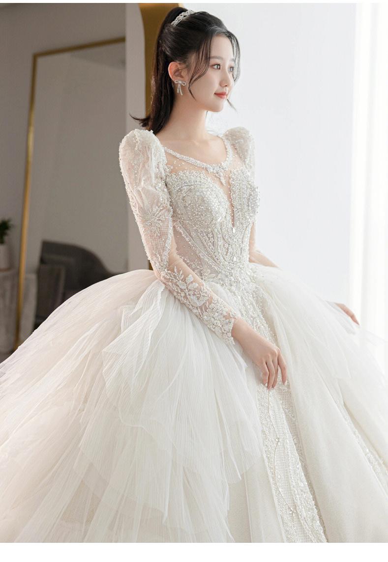Beading Wedding Dress Sexy See Through Deep V Neck Bride Dress
