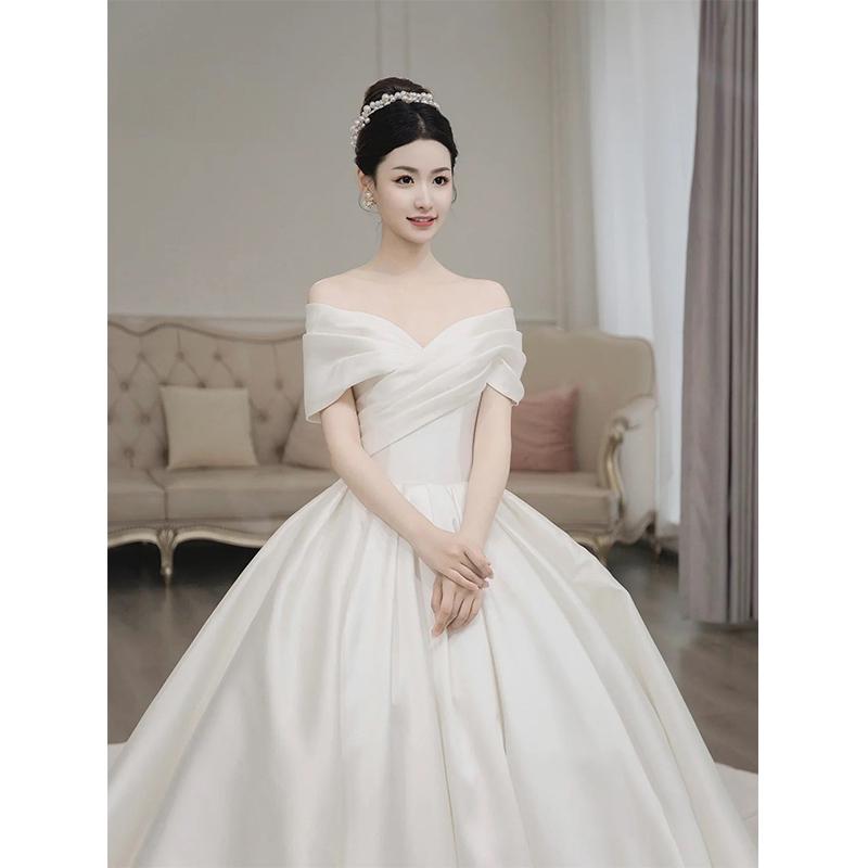 Simple Satin Wedding Dress Bridal Ball Gown
