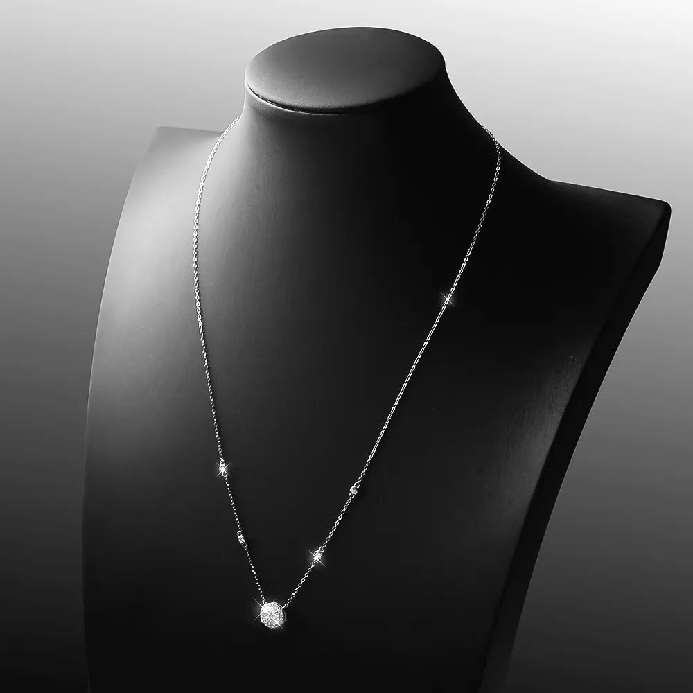D Color 1ct Moissanite 925 Sterling Silver Starlight Necklaces