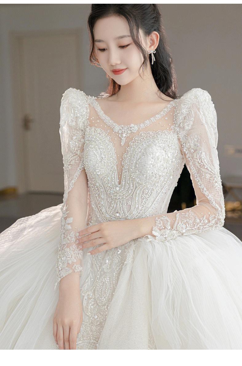 Beading Wedding Dress Sexy See Through Deep V Neck Bride Dress