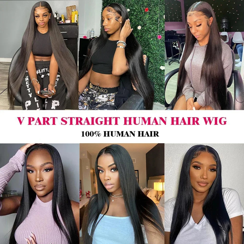 V Part Wig Human Hair No Leave Out Brazilian Straight Hair Wigs For Women U Shape Wig