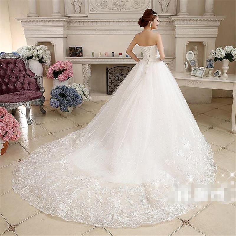 Free shipping 2017 New Bling Strapless Sequins Wedding Dresses White Beading Gowns Princess Bride Frocks Plus size XXN053