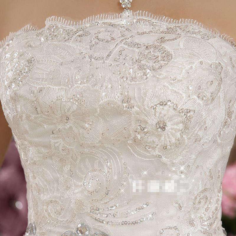 Free shipping 2017 New Bling Strapless Sequins Wedding Dresses White Beading Gowns Princess Bride Frocks Plus size XXN053