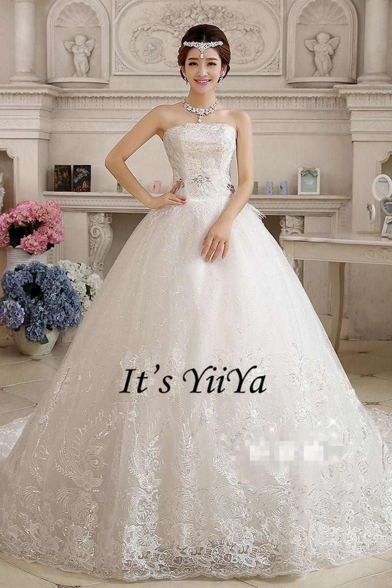 Free shipping 2017 New Bling Strapless Sequins Wedding Dresses White Beading Gowns Princess Bride Frocks Plus size XXN053