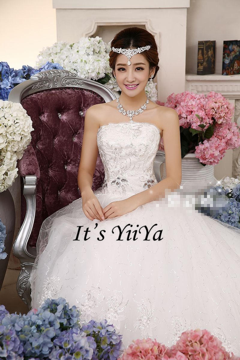 Free shipping 2017 New Bling Strapless Sequins Wedding Dresses White Beading Gowns Princess Bride Frocks Plus size XXN053
