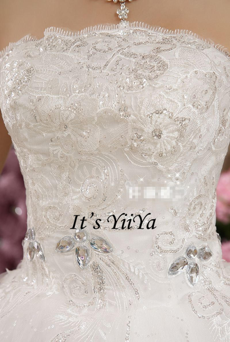 Free shipping 2017 New Bling Strapless Sequins Wedding Dresses White Beading Gowns Princess Bride Frocks Plus size XXN053
