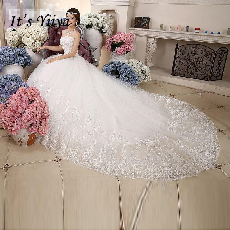 Free shipping 2017 New Bling Strapless Sequins Wedding Dresses White Beading Gowns Princess Bride Frocks Plus size XXN053