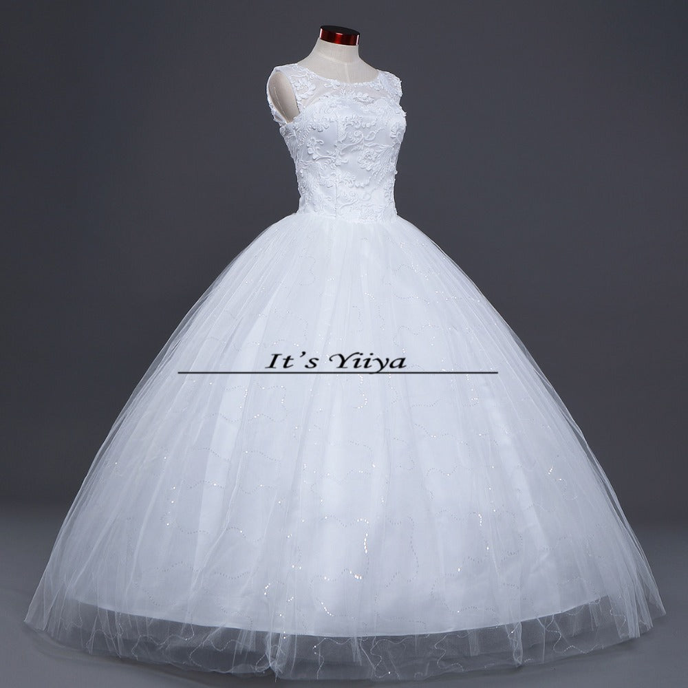 Free shipping New 2017 Summer O-neck Lace White Wedding Dresses Plus size Princess Bride Frocks Vestidos De Novia HS246