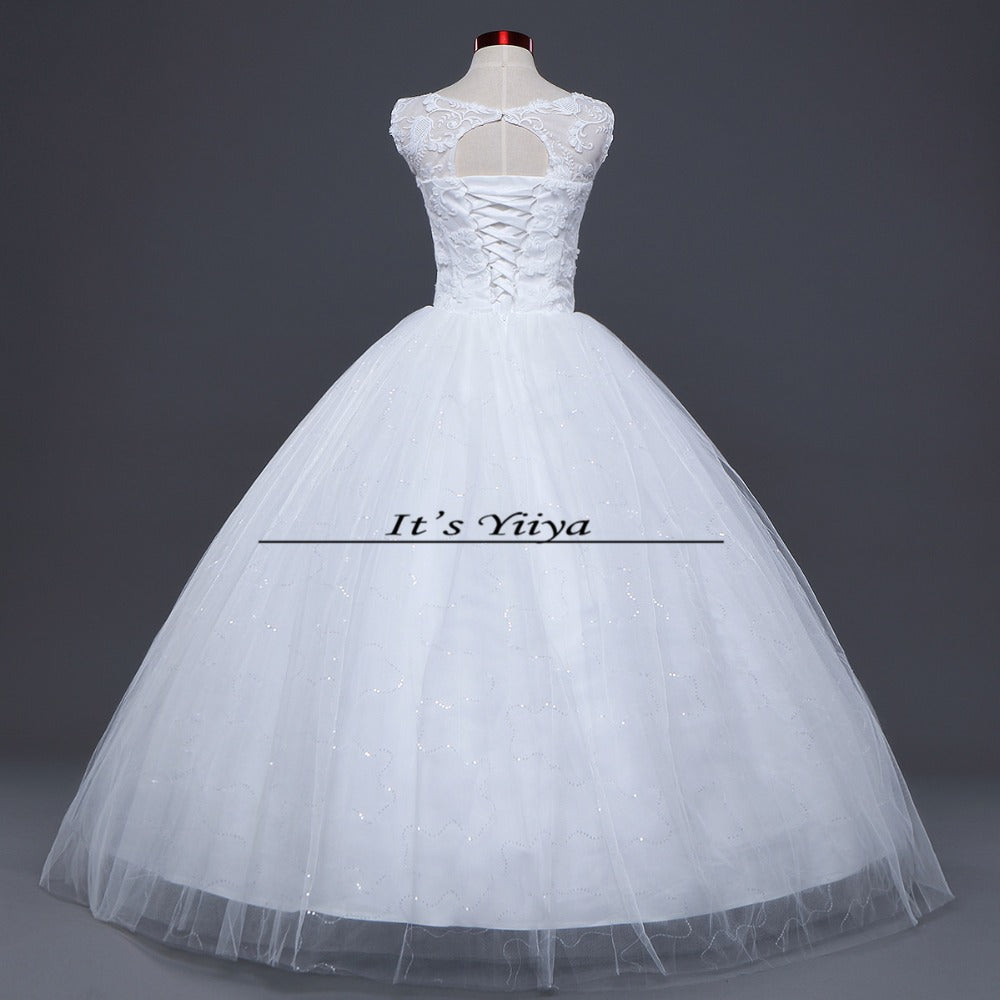 Free shipping New 2017 Summer O-neck Lace White Wedding Dresses Plus size Princess Bride Frocks Vestidos De Novia HS246
