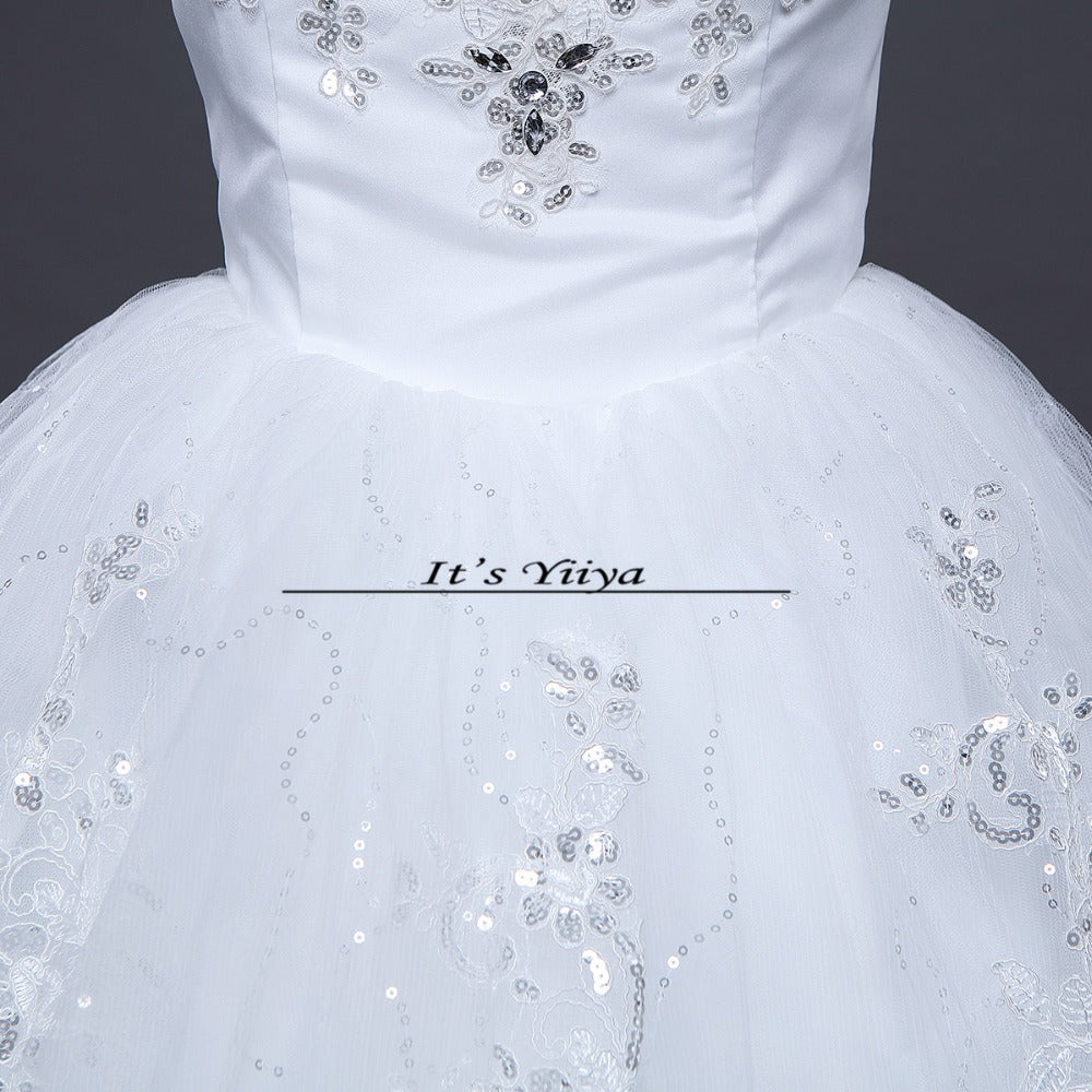 Free shipping YiiYa 2016 Red White Boat Neck Wedding Dresses Princess Gowns Bridal Frocks Short Sleeves Vestidos De Novia XXN143