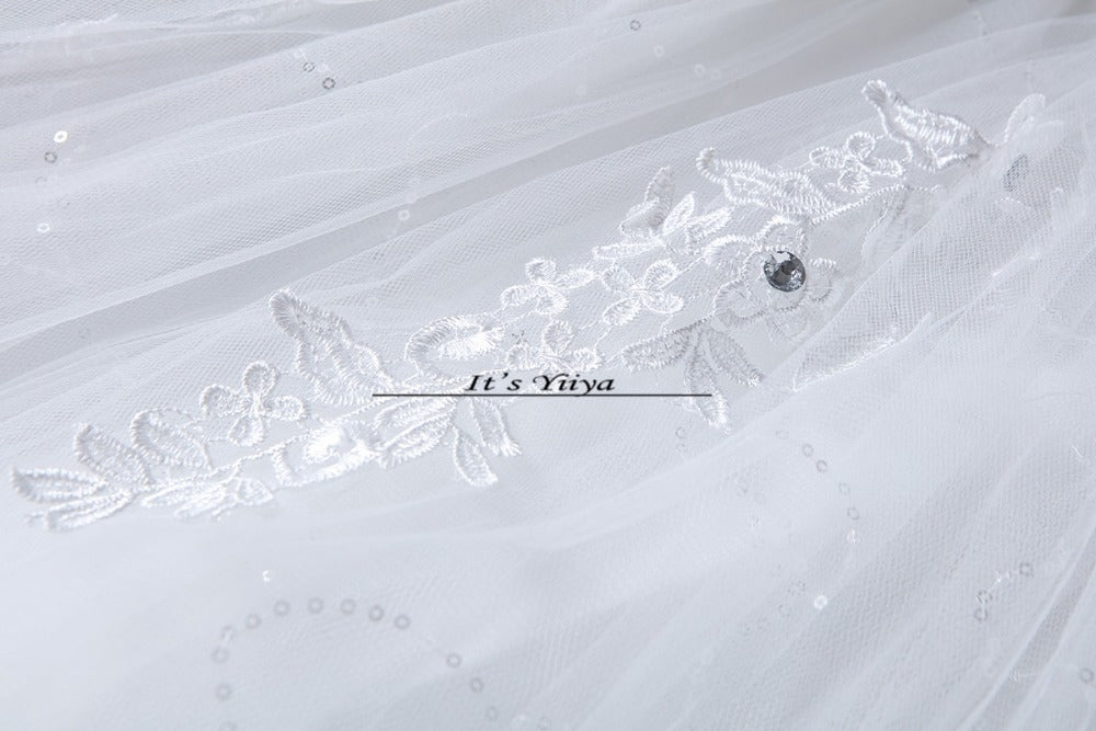 Free shipping 2016 Sequins O-neck White Wedding Dresses Princess Vestidos De Novia Wedding Ball Gowns Cheap Wedding Frocks HS230