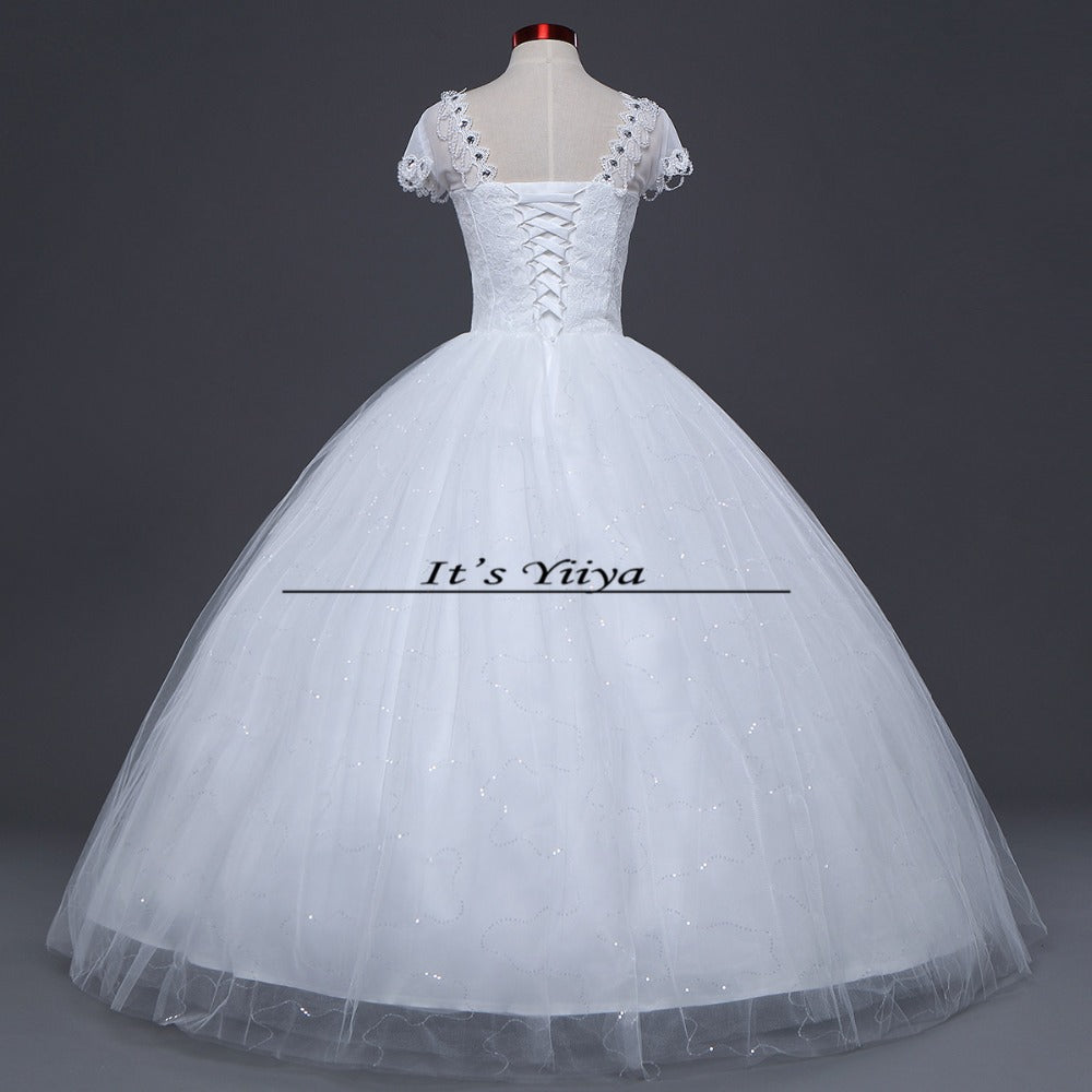 Free shipping wedding dresses 2017 white plus size lace wedding dress cheap short sleeves gowns frock Vestidos De Novia HS149