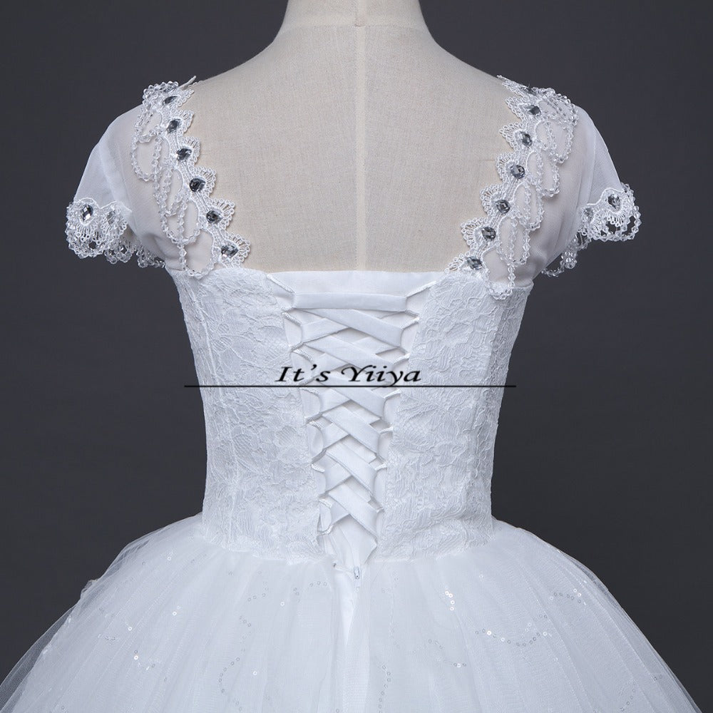 Free shipping wedding dresses 2017 white plus size lace wedding dress cheap short sleeves gowns frock Vestidos De Novia HS149