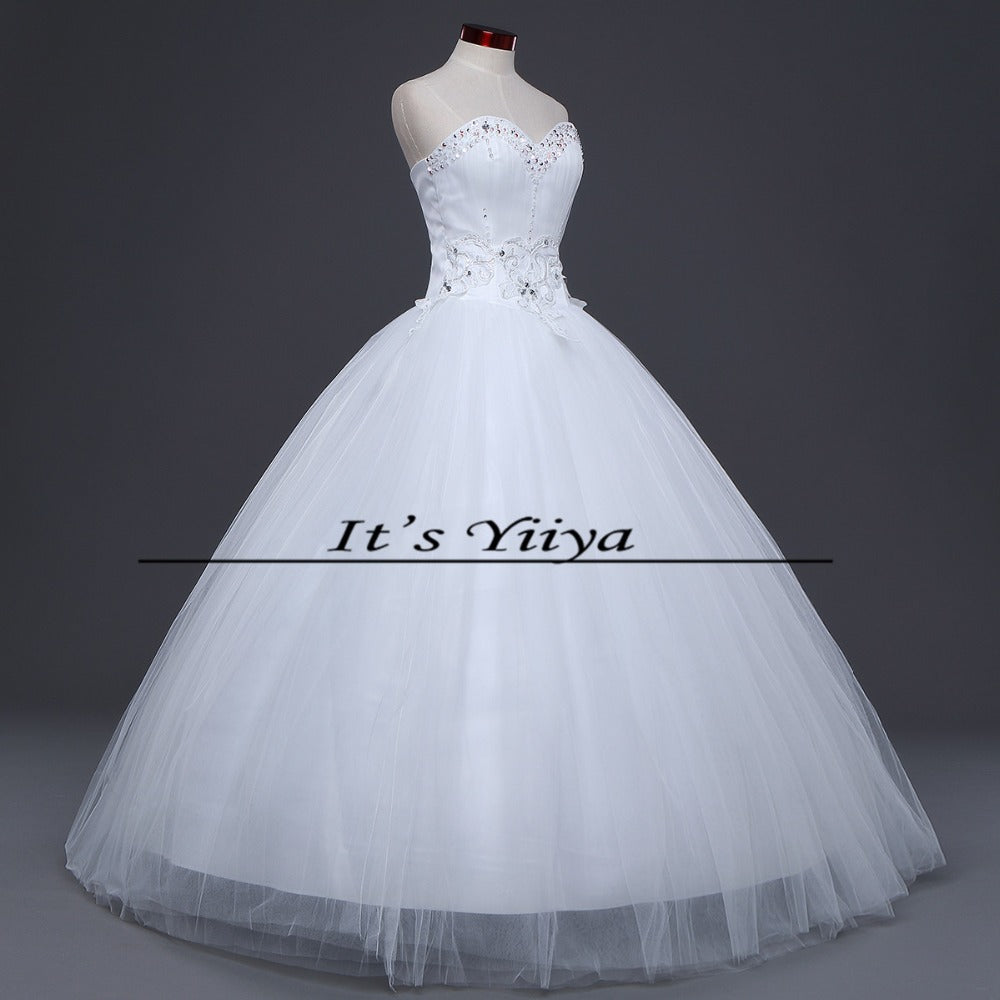 Free shipping cheap white wedding frock lace up princess wedding dress romantic wedding gown dresses Vestidos De Novia H39