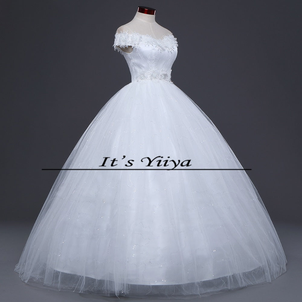 Free Shipping 2017 Vestidos De Novia Boat neck Lace Wedding Dresses White Cheap Bride Frocks Real Picture Custom Made H603