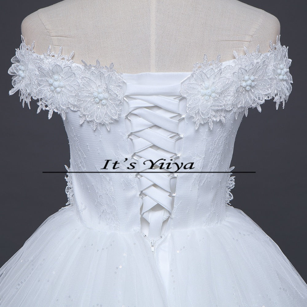 Free Shipping 2017 Vestidos De Novia Boat neck Lace Wedding Dresses White Cheap Bride Frocks Real Picture Custom Made H603