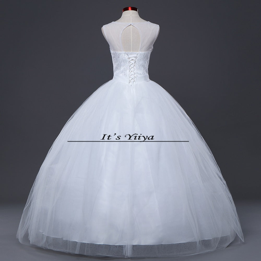 Free shipping 2015 new bridal white wedding dress princess wedding gown cheap romantic lace up bride Vestidos De Novia Y617