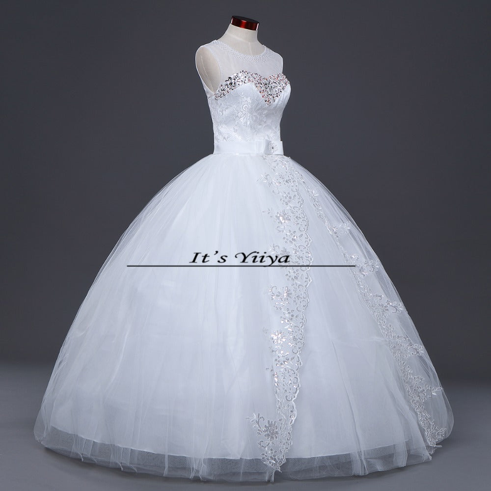 Free shipping 2015 new bridal white wedding dress princess wedding gown cheap romantic lace up bride Vestidos De Novia Y617