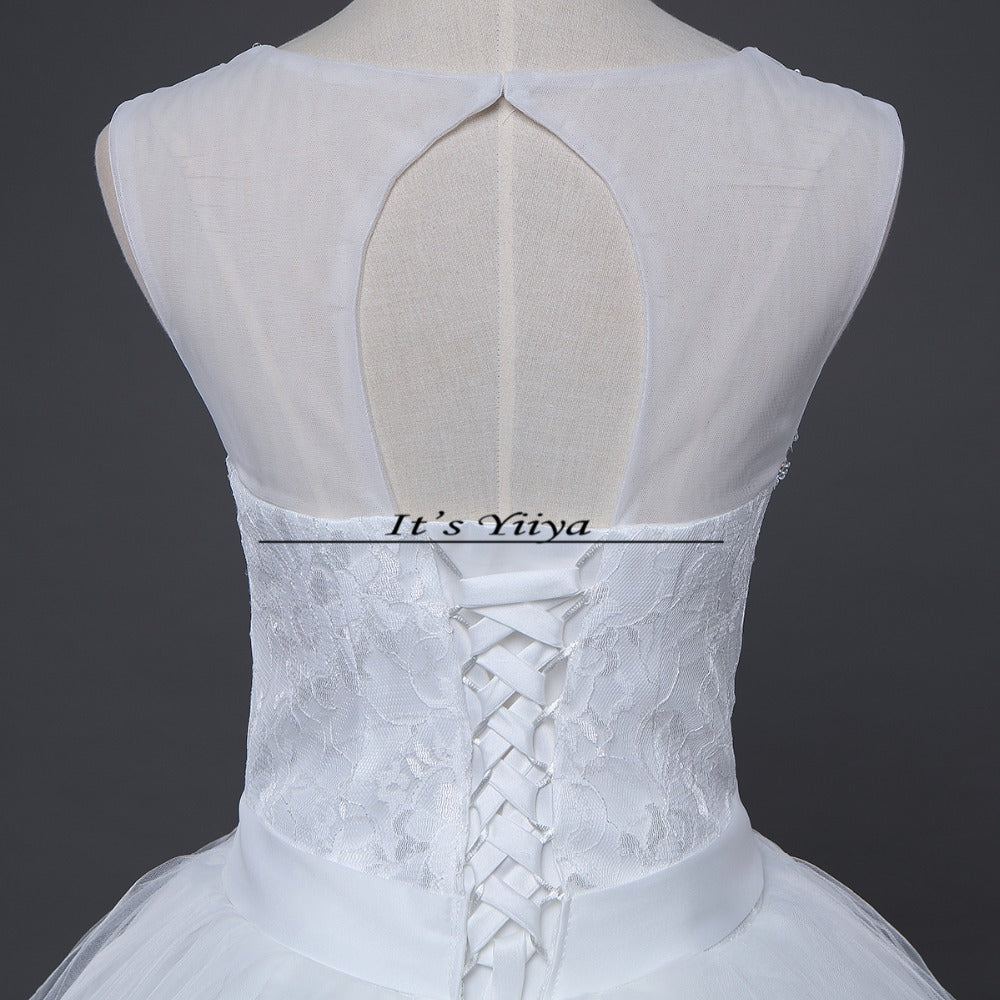 Free shipping 2015 new bridal white wedding dress princess wedding gown cheap romantic lace up bride Vestidos De Novia Y617